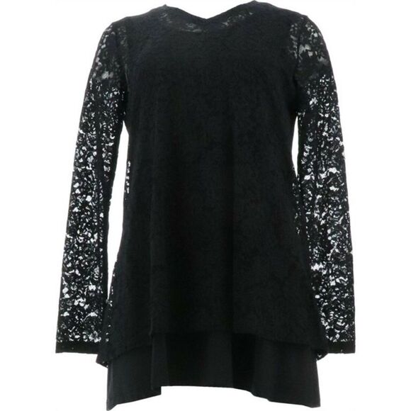 LOGO Layers by Lori Goldstein w/ Tank Twinset Stretch Lace Top - Picture 5 of 6